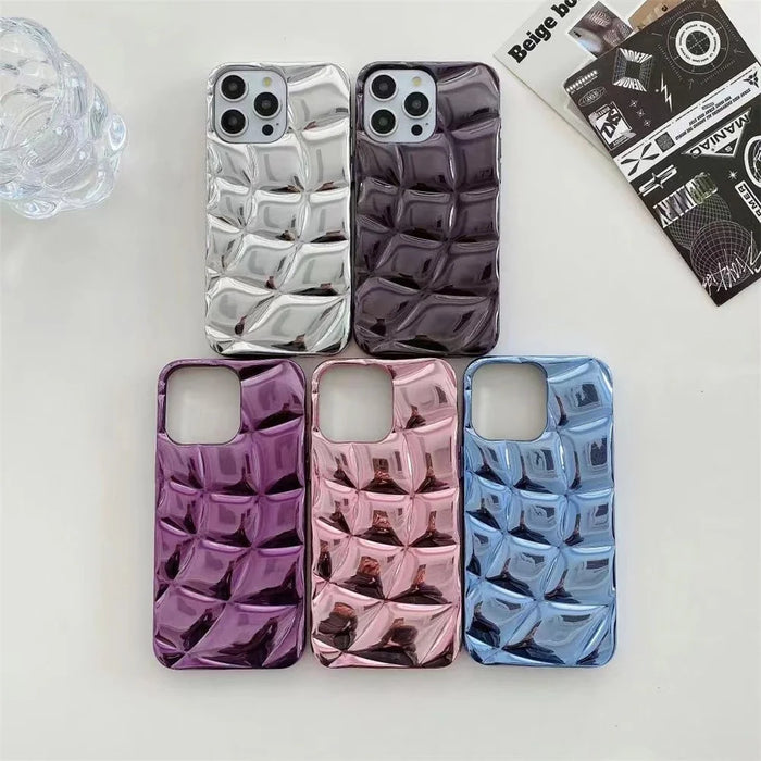 For iPhone 14 Pro TPU Case Shockproof Rhombus Grid Desgin Electroplating Phone Cover - Black - 6