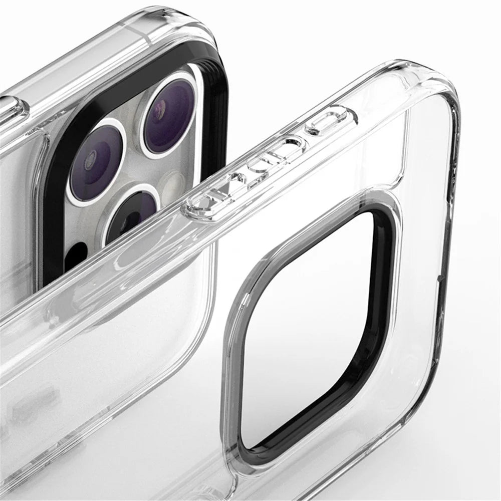 For iPhone 15 Pro Max Case Crystal Clear PC+TPU Protective Phone Cover - Transparent+Black Lanyard - 2