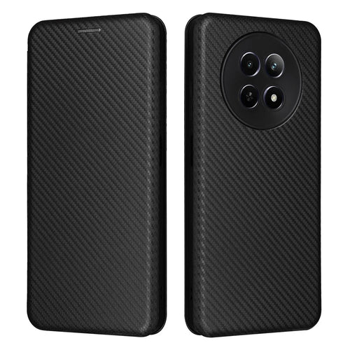 For Realme 12 5G / 12x 5G Case Card Slots Carbon Fiber Texture Phone Cover - Black - 1