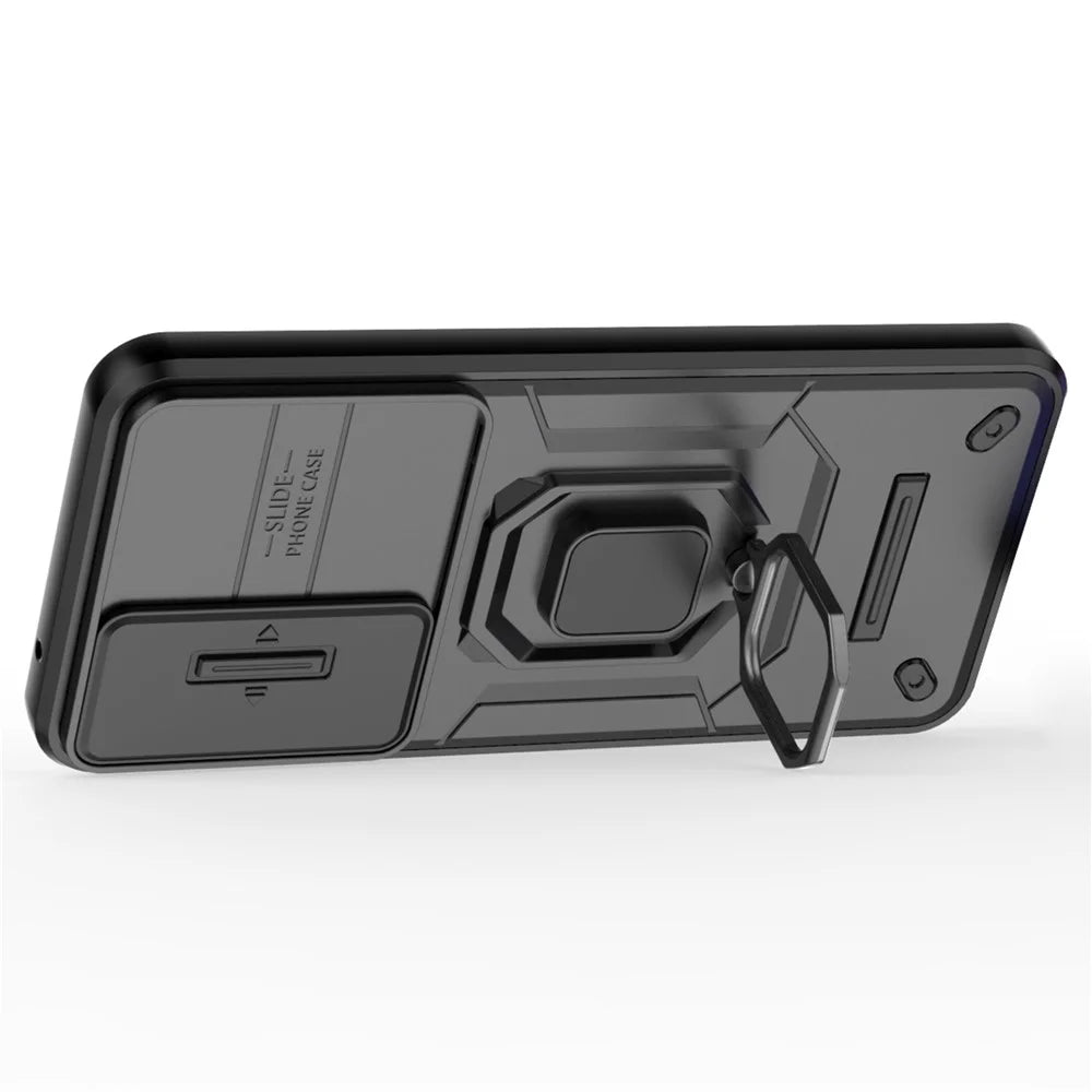 For Samsung Galaxy A35 5G Case PC+TPU Anti-drop Phone Cover with Slide Lens Lid - Black - 2