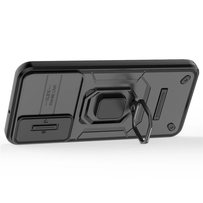 For Samsung Galaxy A15 4G / A15 5G Protective Case Slide Lens Cover PC+TPU Phone Shell - Black - 2