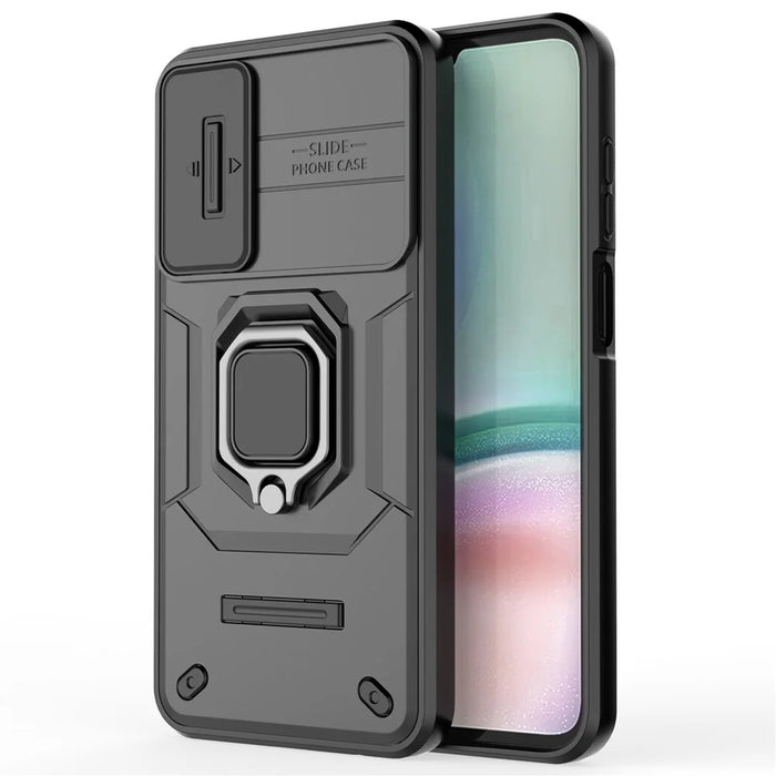 For Samsung Galaxy A15 4G / A15 5G Protective Case Slide Lens Cover PC+TPU Phone Shell - Black - 4