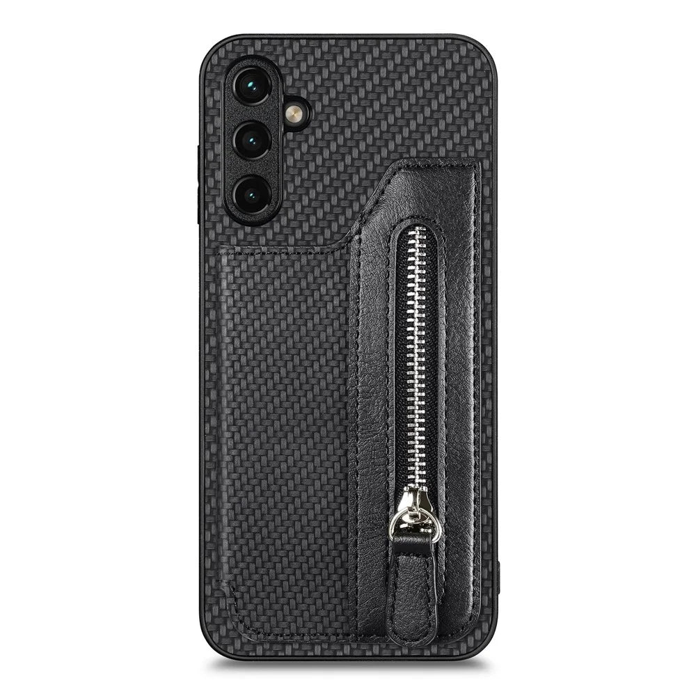C1-04 For Samsung Galaxy A35 5G Case Leather+PC+TPU Zipper Wallet Smartphone Cover - Black - 1