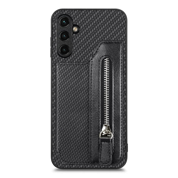 C1-04 For Samsung Galaxy A35 5G Case Leather+PC+TPU Zipper Wallet Smartphone Cover - Black - 1