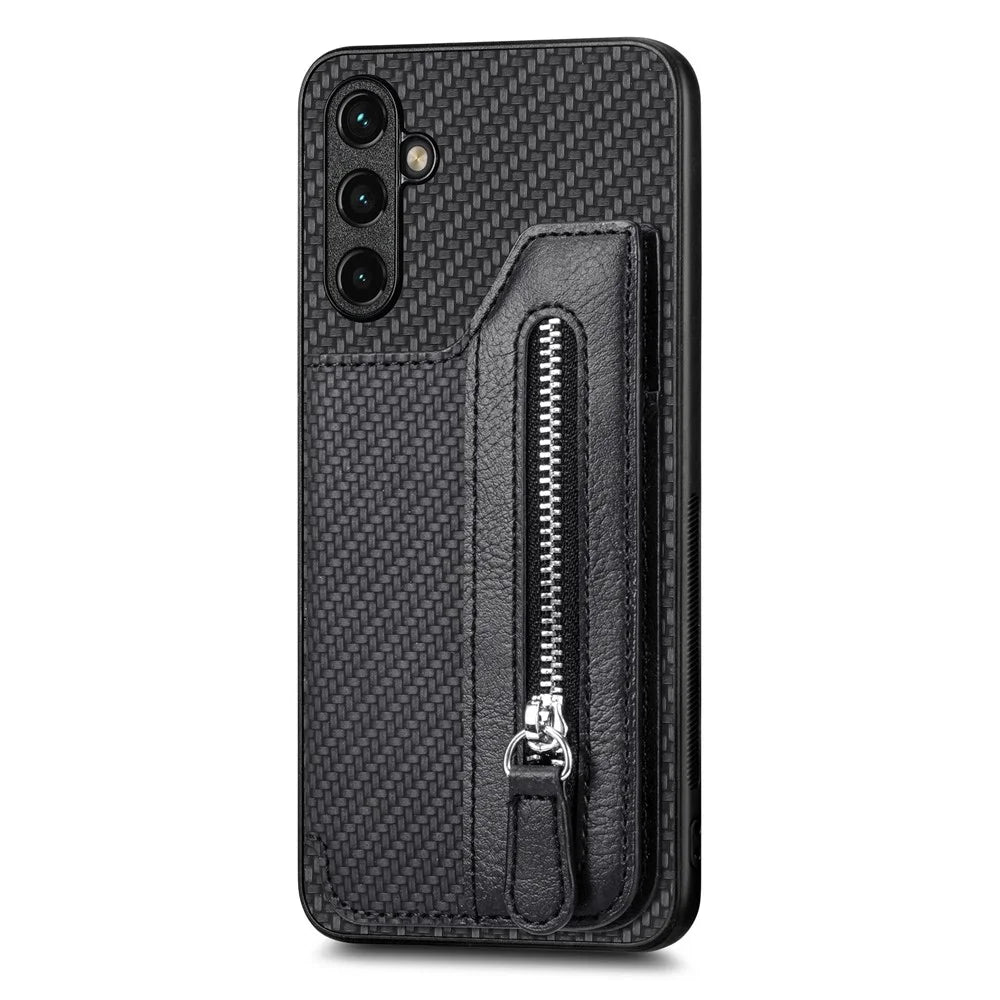 C1-04 For Samsung Galaxy A35 5G Case Leather+PC+TPU Zipper Wallet Smartphone Cover - Black - 2
