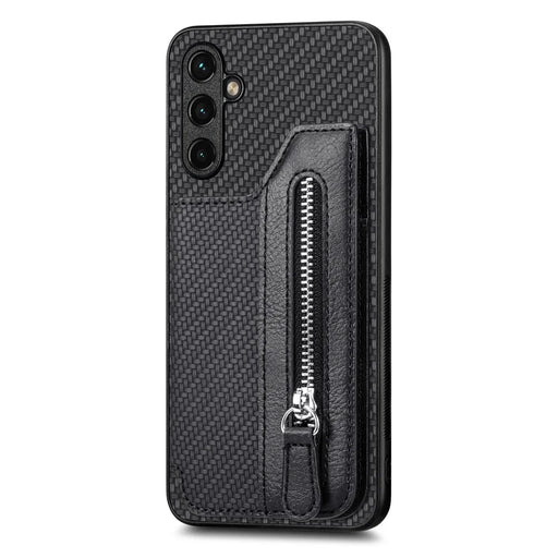 C1-04 For Samsung Galaxy A35 5G Case Leather+PC+TPU Zipper Wallet Smartphone Cover - Black - 2