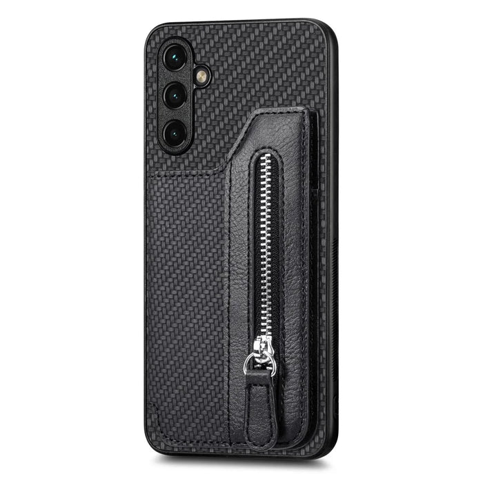 C1-04 For Samsung Galaxy A35 5G Case Leather+PC+TPU Zipper Wallet Smartphone Cover - Black - 2
