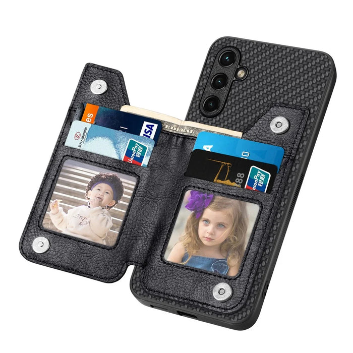 C1-04 For Samsung Galaxy A35 5G Case Leather+PC+TPU Zipper Wallet Smartphone Cover - Black - 4