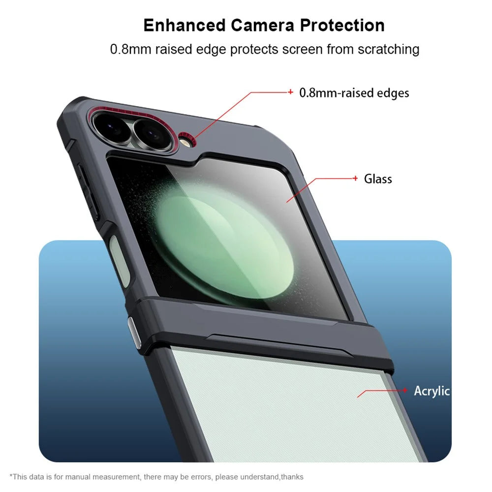 XUNDD For Samsung Galaxy Z Flip7 FE 5G / Z Flip6 5G Case TPU Frame Acrylic Phone Cover Built-In Tempered Glass Film - 5