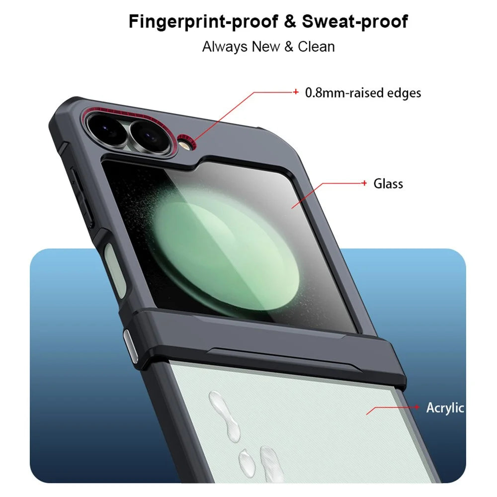 XUNDD For Samsung Galaxy Z Flip7 FE 5G / Z Flip6 5G Case TPU Frame Acrylic Phone Cover Built-In Tempered Glass Film - 6