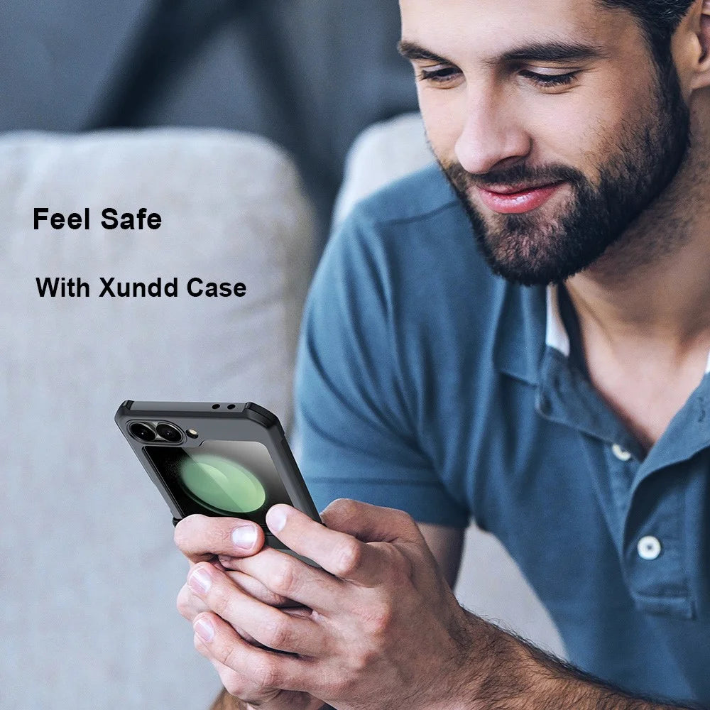 XUNDD For Samsung Galaxy Z Flip7 FE 5G / Z Flip6 5G Case TPU Frame Acrylic Phone Cover Built-In Tempered Glass Film - 7