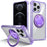 For iPhone 12 / 12 Pro Case Compatible with MagSafe Rotating Kickstand TPU+PC Phone Cover - Transparent Purple - 1