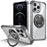 For iPhone 12 Pro Max Magnetic Case Anti-drop TPU+PC Kickstand Phone Cover - Transparent Black - 1