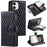 Style 012 for iPhone 11 Leather Case with Wrist Strap Rhombus Glitter Zipper Pocket Phone Cover - Black - 1