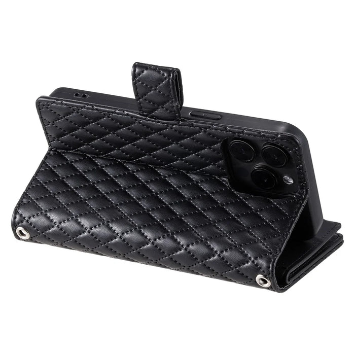 Style 012 for iPhone 14 Pro Max Case Zipper Flip Shockproof Leather Wallet Cover with Hand Strap - Black - 3