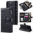 Style 012 for iPhone 14 Pro Case Rhombus Zipper Pocket PU Leather Stand Phone Cover - Black - 1