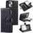 Style 012 for iPhone 15 Plus Leather Case Rhombus Wallet Zipper Phone Cover with Hand Strap - Black - 1