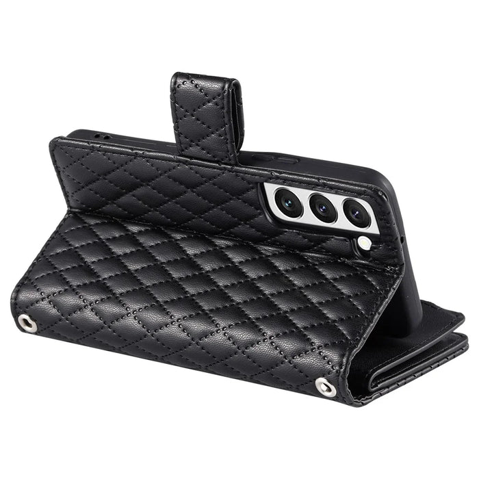 Style 012 for Samsung Galaxy S22 5G Case  Handbag Zipper Pocket Glitter Leather Phone Cover - Black - 3