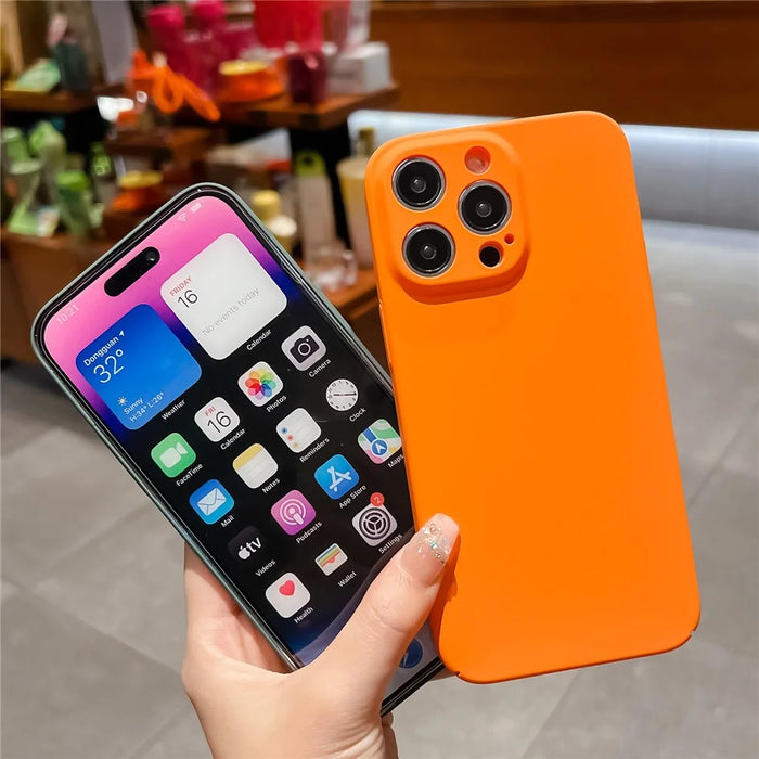 For iPhone 15 Pro Max Case Rubberized Hard PC Phone Cover Skin-touch Feeling - Orange - 2