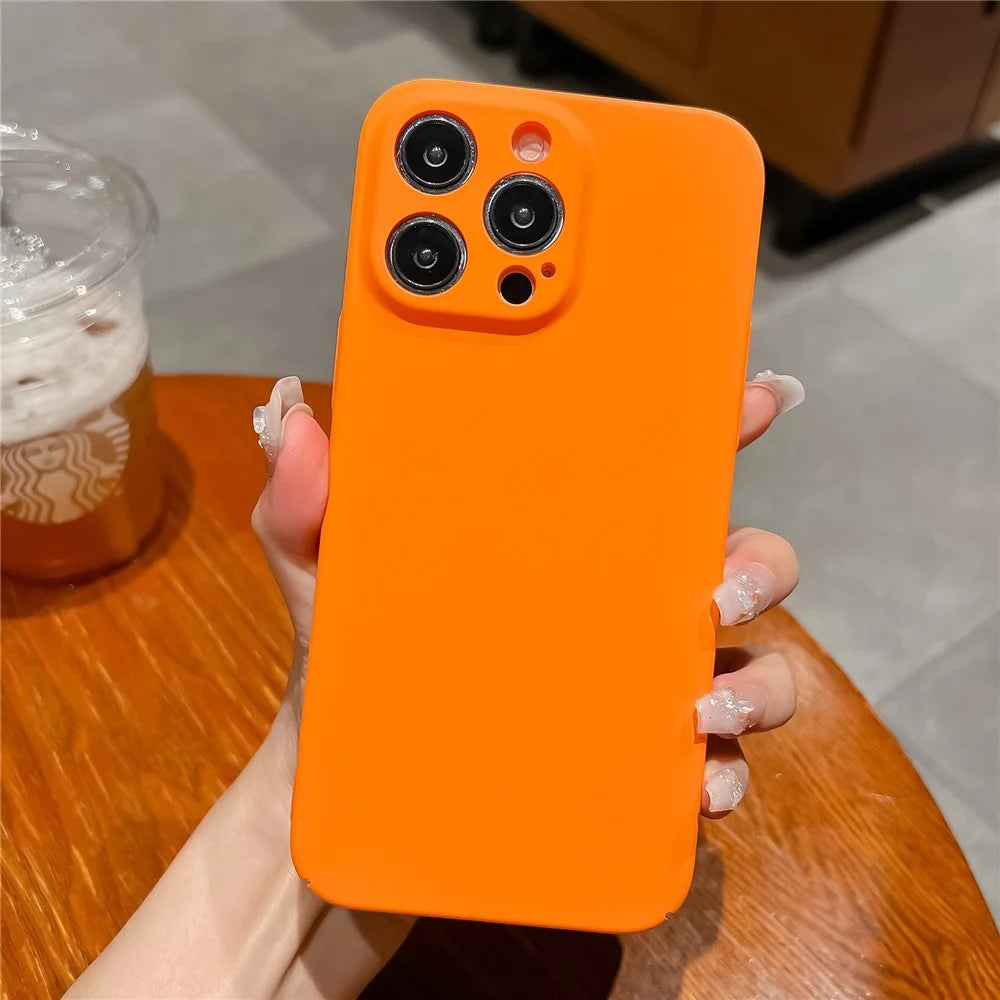 For iPhone 12 Pro Max Rubberized Hard PC Phone Case Skin-touch Protective Phone Cover - Orange - 1