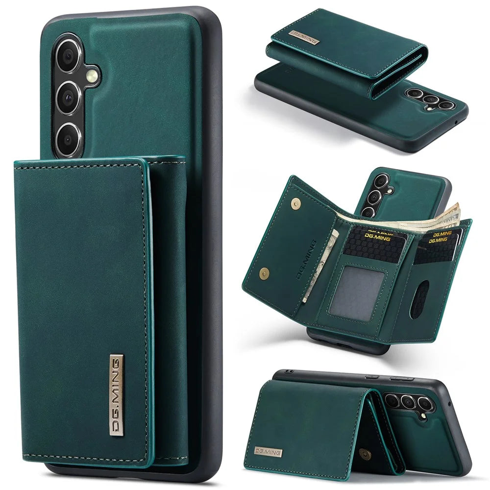 DG.MING M1 Series for Samsung Galaxy A55 5G Case Magnetic Detachable Leather Back Cover - Green - 1