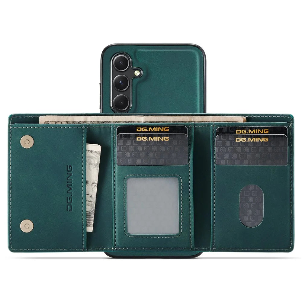 DG.MING M1 Series for Samsung Galaxy A55 5G Case Magnetic Detachable Leather Back Cover - Green - 2