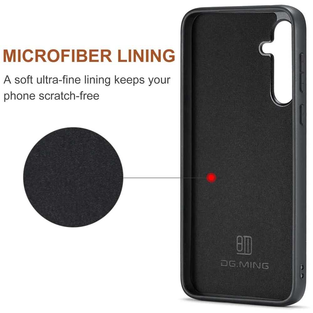 DG.MING M1 Series for Samsung Galaxy A55 5G Case Magnetic Detachable Leather Back Cover - Green - 4