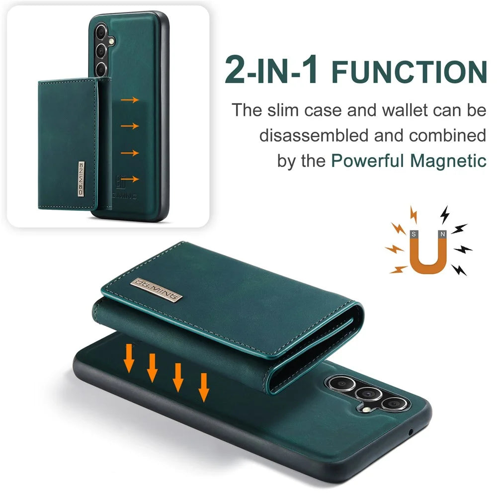 DG.MING M1 Series for Samsung Galaxy A55 5G Case Magnetic Detachable Leather Back Cover - Green - 7