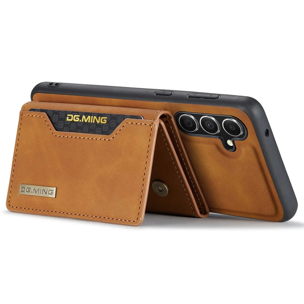 DG.MING M2 Series for Samsung Galaxy A35 5G Kickstand Case Detachable Magnetic Wallet Phone Cover - Brown - 3