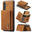 DG.MING M1 Series for Samsung Galaxy A35 5G Case Detachable Card Holder Leather Coating Phone Cover - Brown - 1