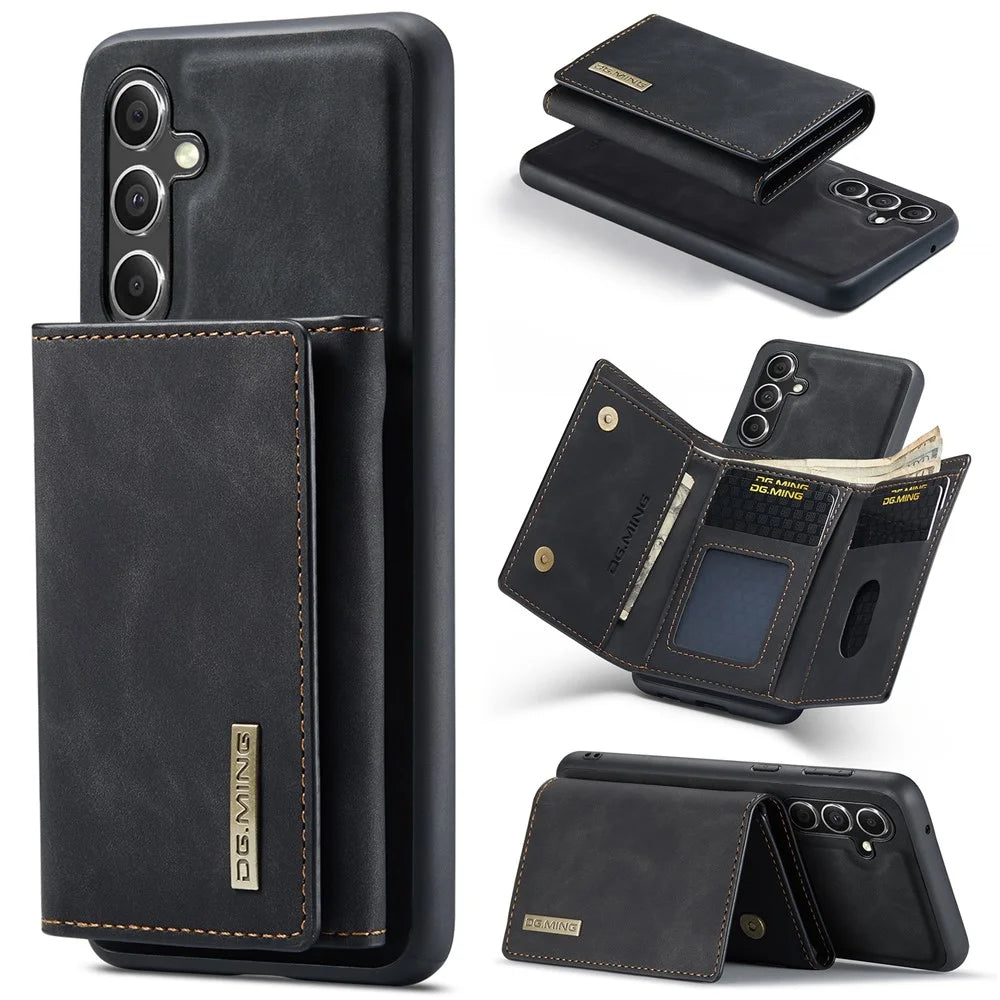 DG.MING M1 Series for Samsung Galaxy A15 4G / A15 5G Case Detachable Wallet Phone Cover - Black - 1