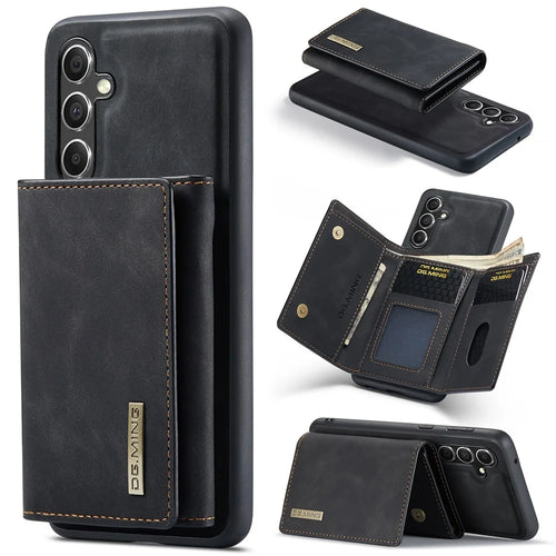 DG.MING M1 Series for Samsung Galaxy A15 4G / A15 5G Case Detachable Wallet Phone Cover - Black - 1