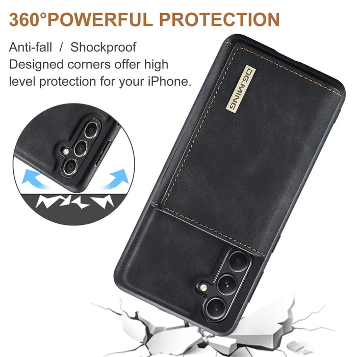 DG.MING M1 Series for Samsung Galaxy A15 4G / A15 5G Case Detachable Wallet Phone Cover - Black - 6