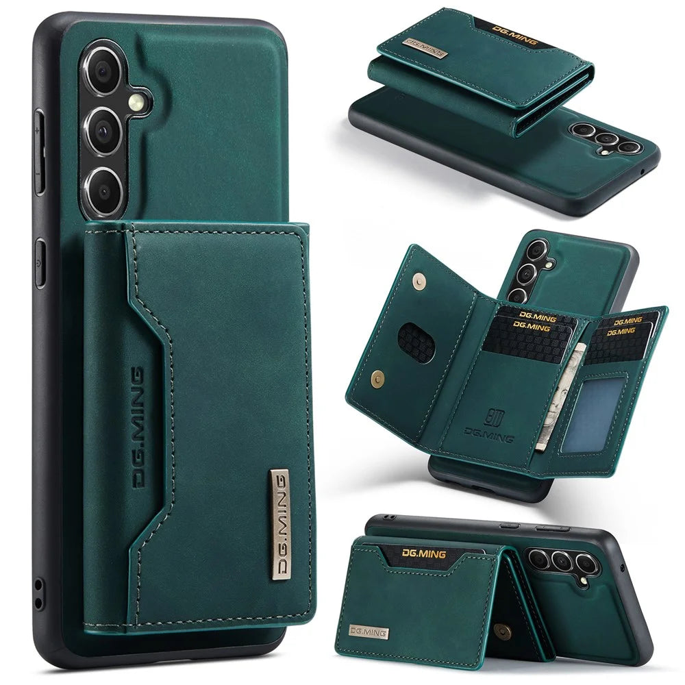 DG.MING M2 Series for Samsung Galaxy A55 5G Magnetic Phone Case Detachable Wallet Cover - Green - 1