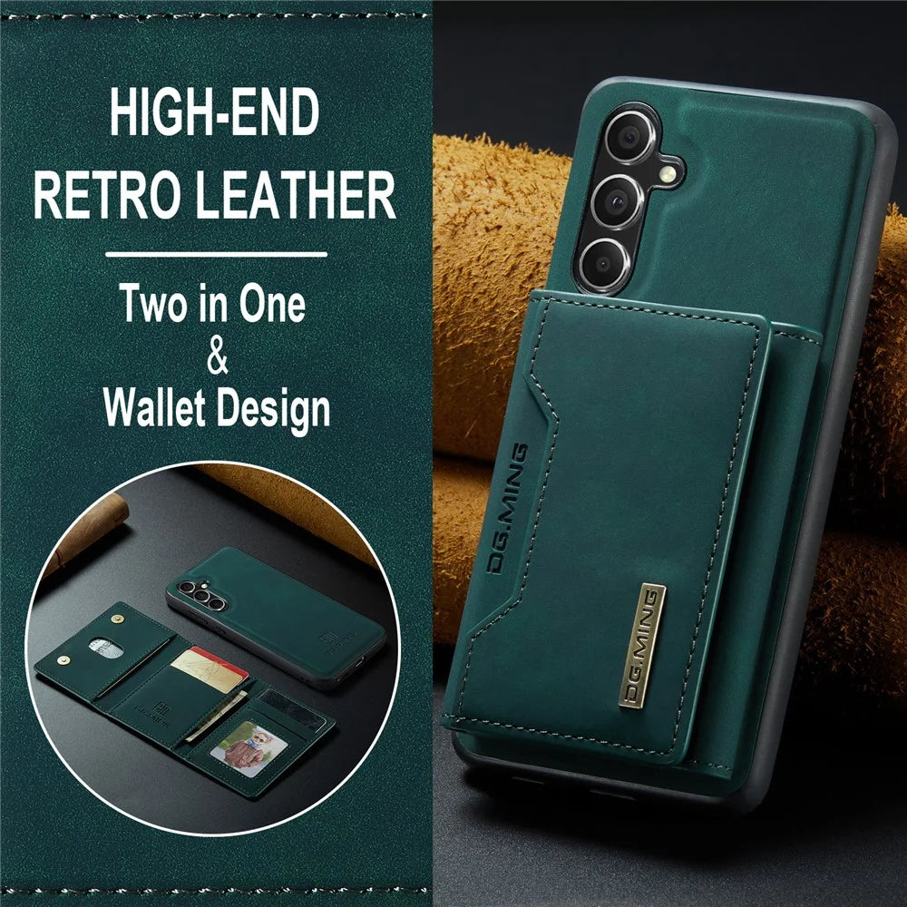 DG.MING M2 Series for Samsung Galaxy A55 5G Magnetic Phone Case Detachable Wallet Cover - Green - 7