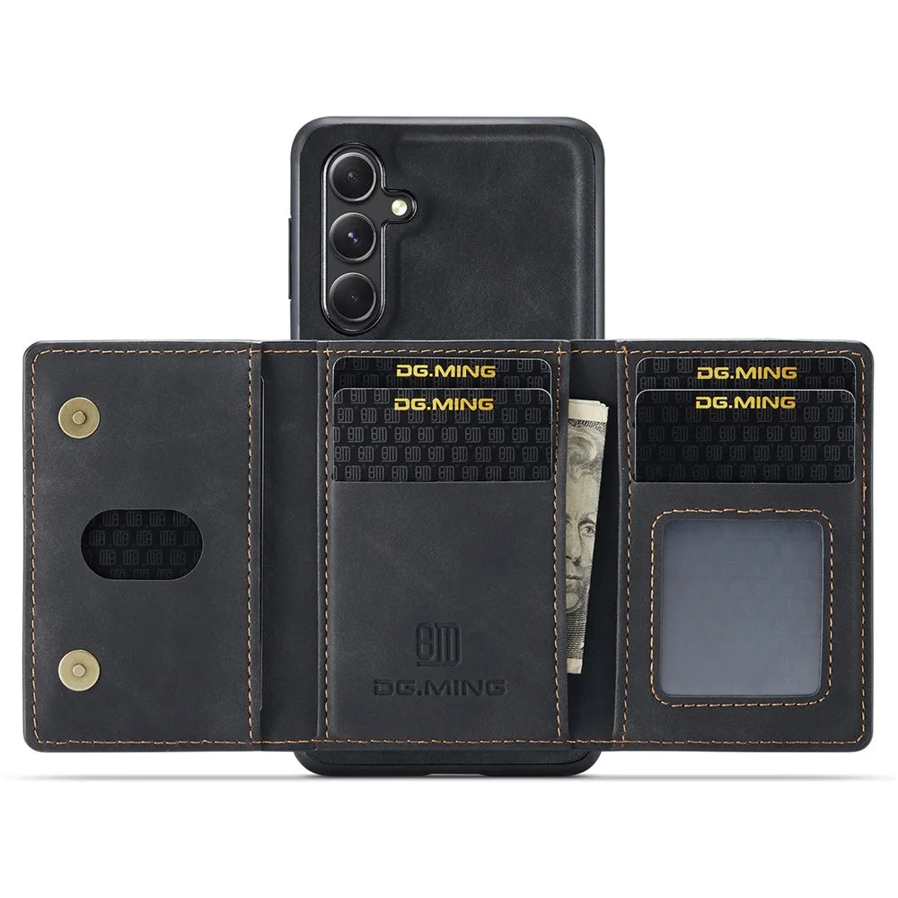 DG.MING M2 Series for Samsung Galaxy A15 4G / 5G Case Detachable 2-in-1 Wallet Phone Leather Back Cover - Black - 2