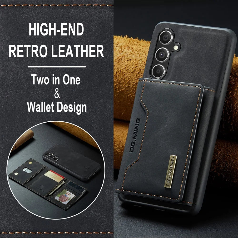 DG.MING M2 Series for Samsung Galaxy A15 4G / 5G Case Detachable 2-in-1 Wallet Phone Leather Back Cover - Black - 7