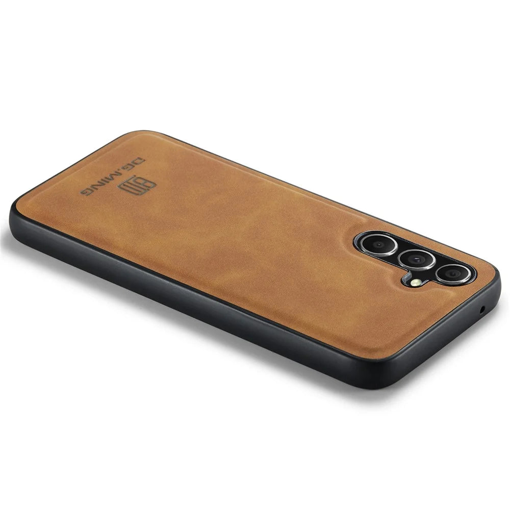 DG.MING For Samsung Galaxy A55 5G Case PU Leather+PC+TPU Hybrid Phone Cover - Brown - 6
