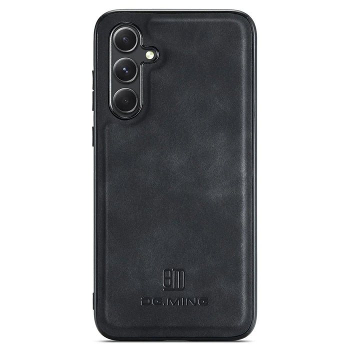 DG.MING For Samsung Galaxy A15 4G / A15 5G Case Drop-Resistant Leather Coated PC+TPU Phone Cover - Black - 1