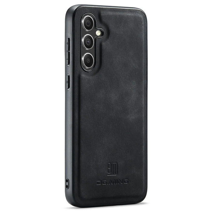 DG.MING For Samsung Galaxy A15 4G / A15 5G Case Drop-Resistant Leather Coated PC+TPU Phone Cover - Black - 4