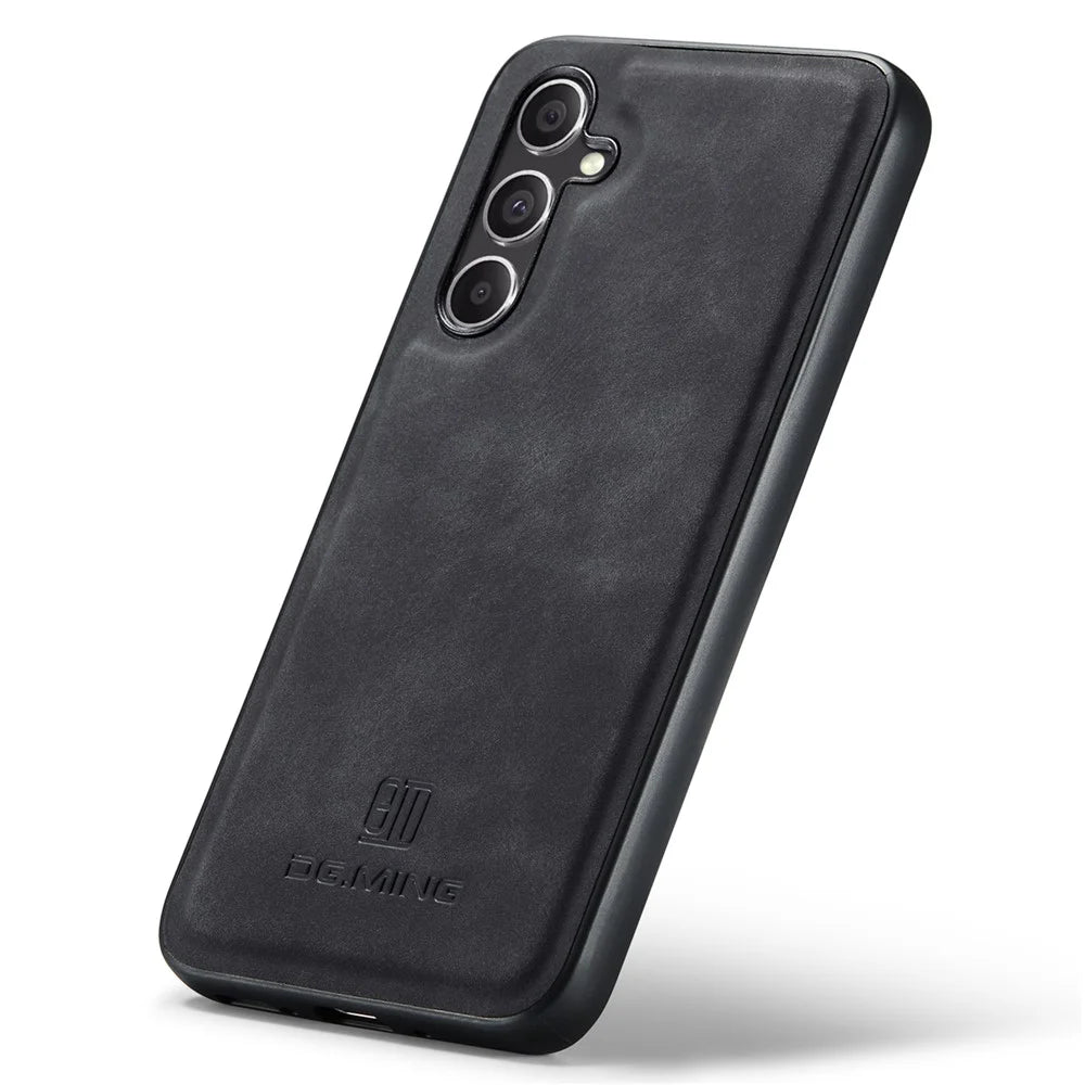 DG.MING For Samsung Galaxy A15 4G / A15 5G Case Drop-Resistant Leather Coated PC+TPU Phone Cover - Black - 5