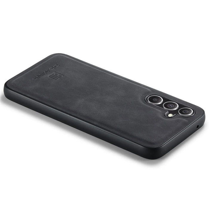 DG.MING For Samsung Galaxy A15 4G / A15 5G Case Drop-Resistant Leather Coated PC+TPU Phone Cover - Black - 6