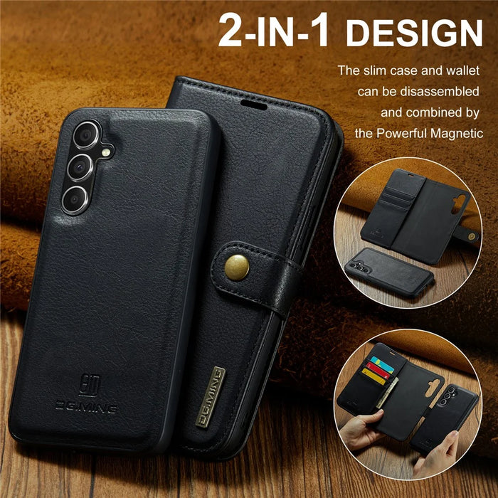 DG.MING for Samsung Galaxy A55 5G Case Detachable Split Leather Phone Cover with Stand Wallet - Black - 4