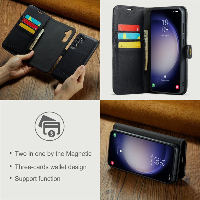 DG.MING for Samsung Galaxy A55 5G Case Detachable Split Leather Phone Cover with Stand Wallet - Black - 7