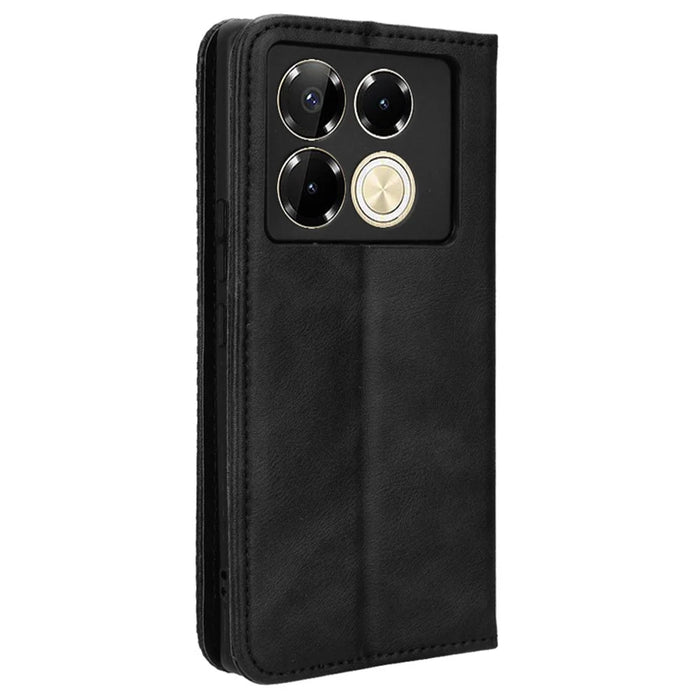 For Infinix Note 40 Pro 5G X6851 / Note 40 Pro+ X6851B Leather Case Wallet Retro Phone Cover - Black - 7