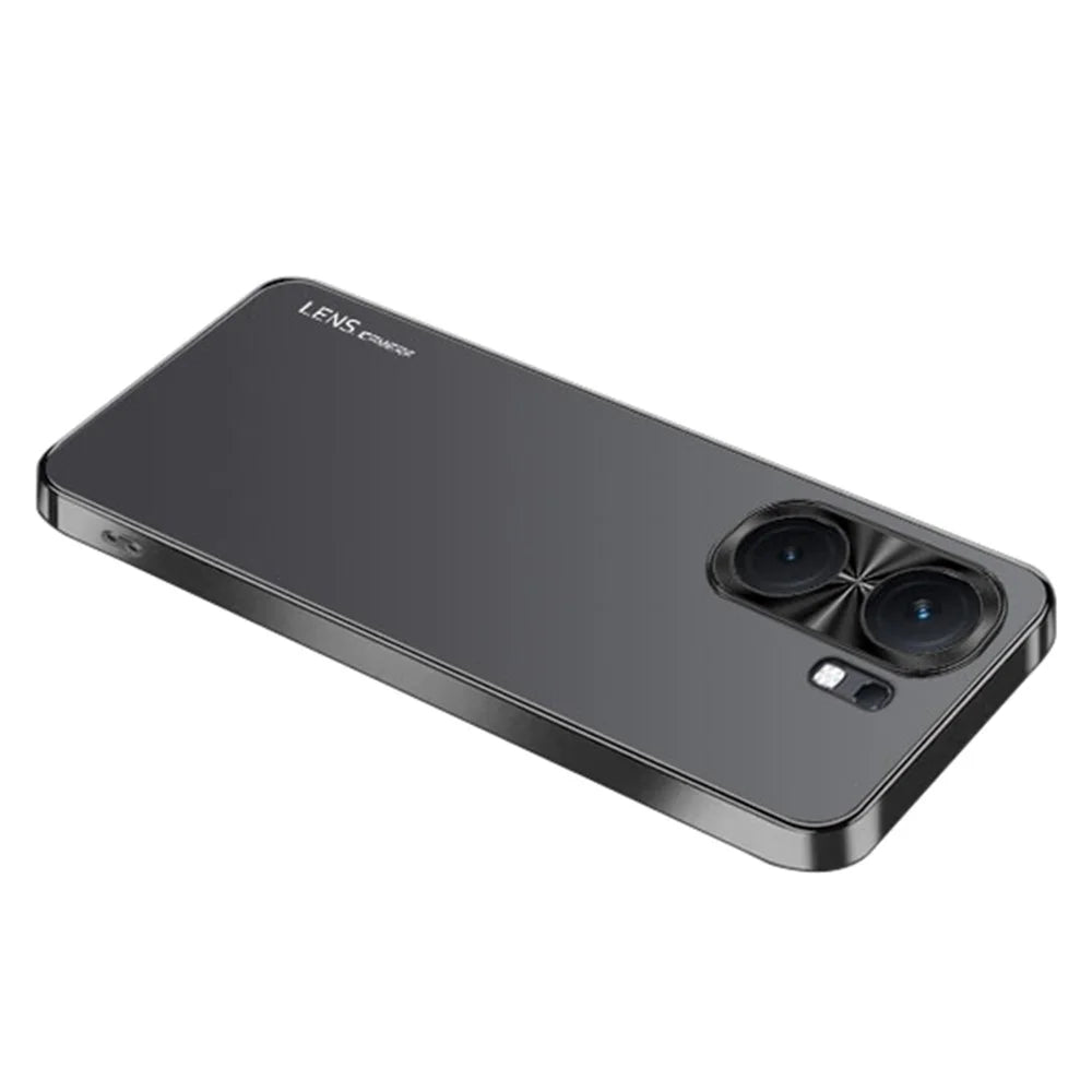 For vivo iQOO Neo9 Pro 5G Case Shockproof Acrylic+TPU Electroplating Metal Frame Phone Cover - Black - 1
