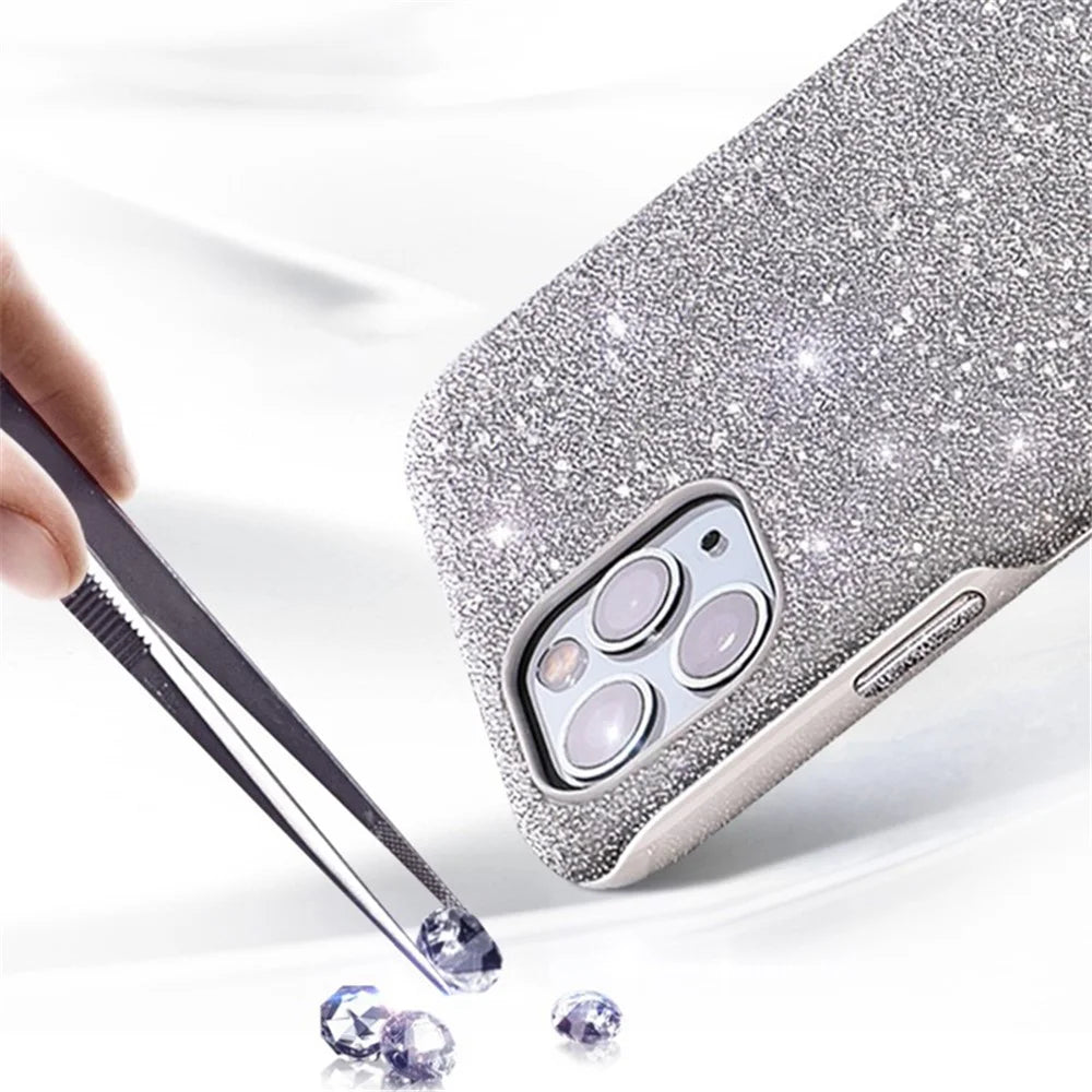 VESCENT For iPhone 11 Pro Max Case TPU+PC Phone Protective Cover Glitter Phone Shell - Grey  /  Silver - 3
