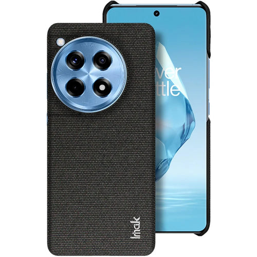 IMAK Ruiyi Series for OnePlus Ace 3 5G / 12R 5G Case Fabric Texture Leather+PC Phone Back Cover - Black - 1