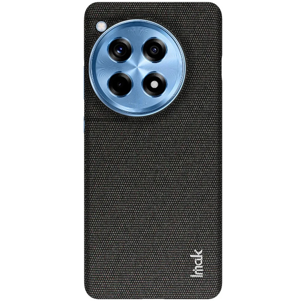 IMAK Ruiyi Series for OnePlus Ace 3 5G / 12R 5G Case Fabric Texture Leather+PC Phone Back Cover - Black - 4