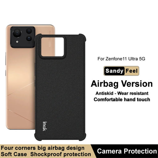 IMAK For Asus Zenfone 11 Ultra 5G Case Matte TPU Airbag Shockproof Phone Cover - Black - 2